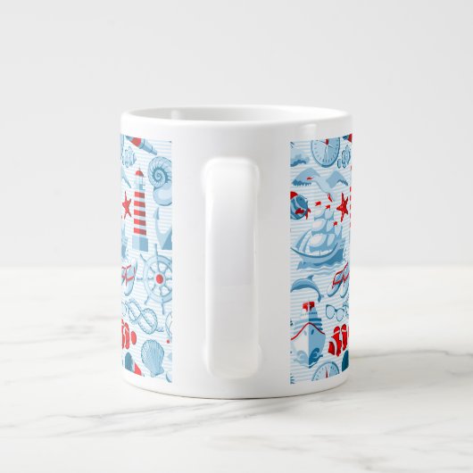 Tasse Géante Motif Nautique Rouge Blanc Et Bleu (Dos)