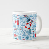 Tasse Géante Motif Nautique Rouge Blanc Et Bleu (Devant droit)