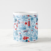Tasse Géante Motif Nautique Rouge Blanc Et Bleu (Devant)