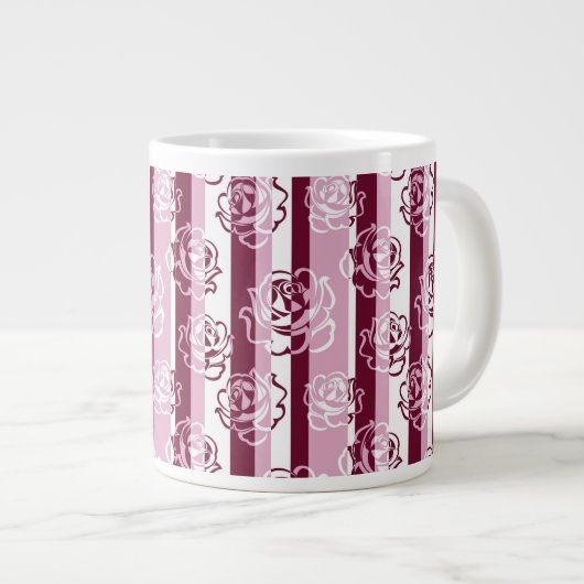 Tasse Géante Motif rayé avec des roses (Devant droit)