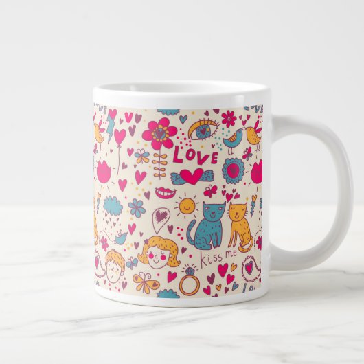 Tasse Géante motif romantique coloré (Droite)