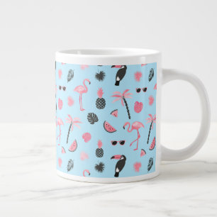 Tasse Géante Motif tropical d'été rose et bleu