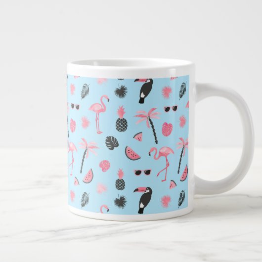Tasse Géante Motif tropical d'été rose et bleu (Droite)