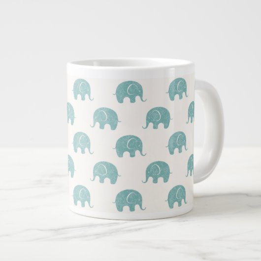 Tasse Géante Motif Turquoise Cute Elephant (Devant droit)