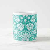 Tasse Géante Motif turquoise de damassé de turquoise d'Aqua (Devant)