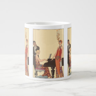 Tasse Géante Musique vintage, chanteur de piano Art Déco