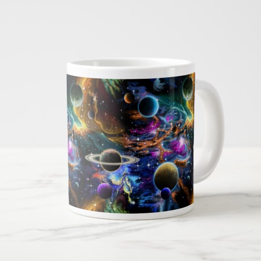 Tasse Géante Nébuleuse spatiale et planète (Devant droit)