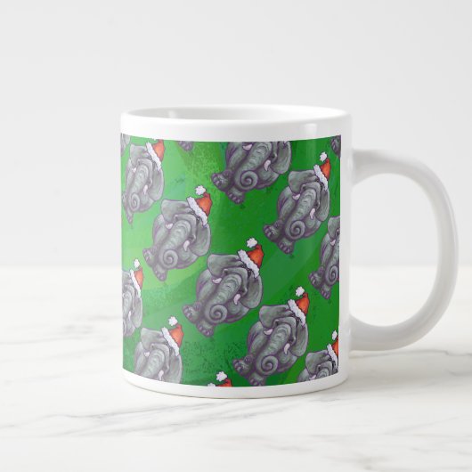 Tasse Géante Noël Eléphant Sur Vert (Droite)