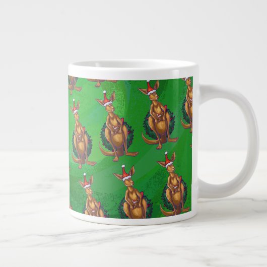 Tasse Géante Noël Kangaroo sur le dos vert peint (Droite)