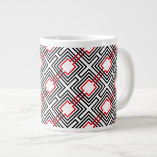Tasse Géante Noir Rouge & Géométrique Blanc
