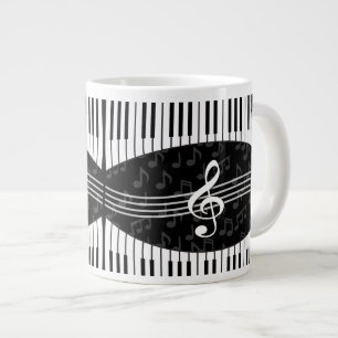 Tasse Géante Notes de musique élégante Clé de fer et touches de