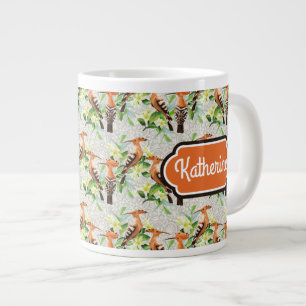Tasse Géante Oiseaux exotiques sur dentelle Ajouter votre nom