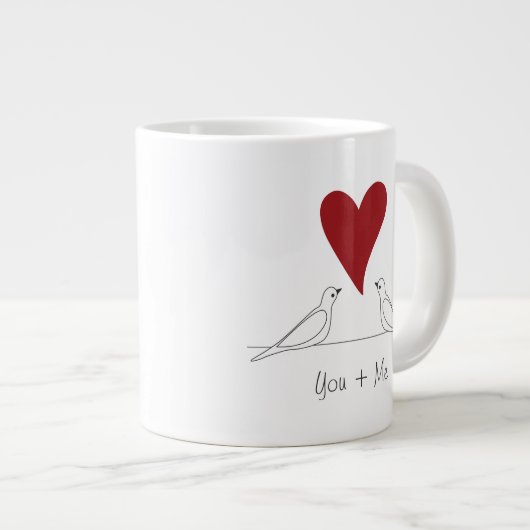 Tasse Géante Oiseaux modernes simples personnalisés en amour Co (Devant droit)