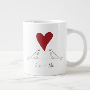 Tasse Géante Oiseaux modernes simples personnalisés en amour Cœ
