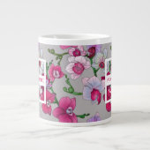 Tasse Géante Orchidées Roses En Fleur| Ajouter votre nom (Devant)