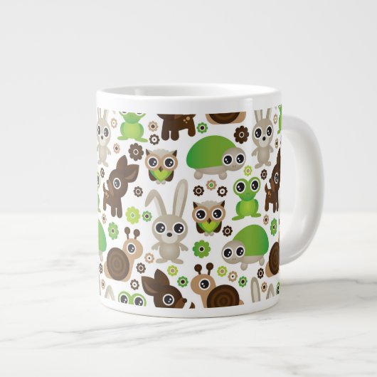 Tasse Géante papier peint d'animal de lapin de tortue de cerfs (Devant droit)