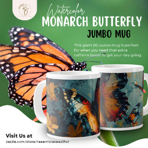 Tasse géante Papillon Monarque Aquarelle