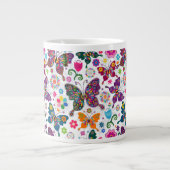 Tasse Géante Papillons et fleurs colorés rétro Motif (Devant)