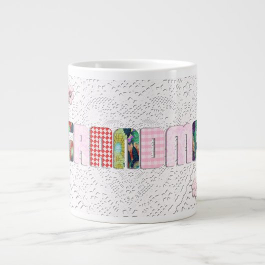 Tasse Géante Patchwork 'Grand-mère' Sur Dentelle (Devant)
