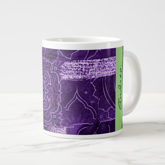 Tasse Géante Patchwork Pattern, Patchwork Background, Your Name (Devant droit)