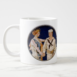 Tasse Géante Patriotisme vintage, Lady Liberty avec Marine Seam