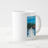 Tasse Géante Pêche à l'ours dans la rivière - Montana (Devant droit)