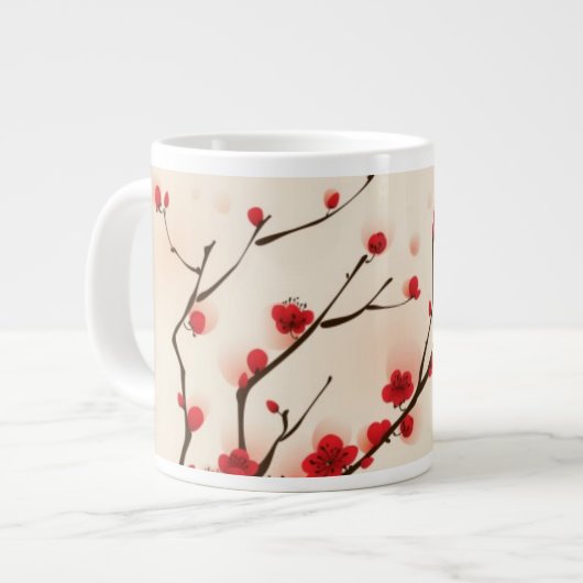 Tasse Géante Peinture orientale de style, fleur au printemps 2 (Devant gauche)