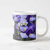 Tasse Géante Personnalisé floral, iris violet, ajouter nom/init (Droite)