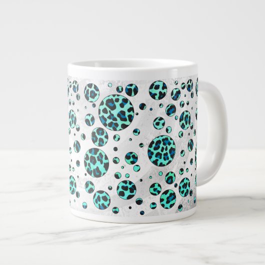 Tasse Géante Photographie noir et Turquoise de Leopard (Devant droit)