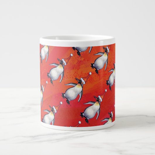Tasse Géante Pingouin festif dans un Motif de Santa Hat (Devant)