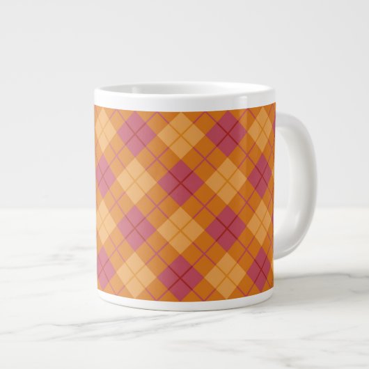 Tasse Géante Plaid en orange et rose (Devant droit)