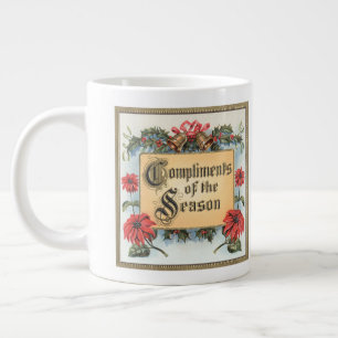 Tasse Géante Poinsettias de Noël vintage dans un cadre orné