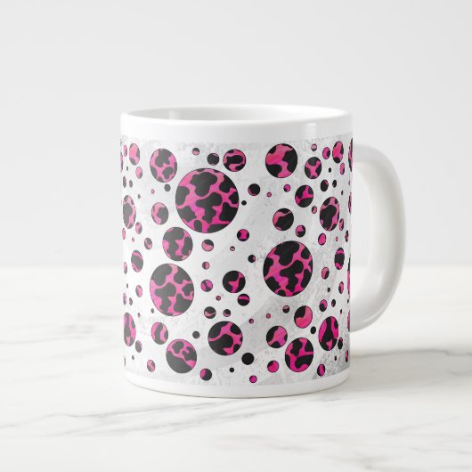 Tasse Géante Polka Dot Cow Hot Rose et Black Print (Devant droit)
