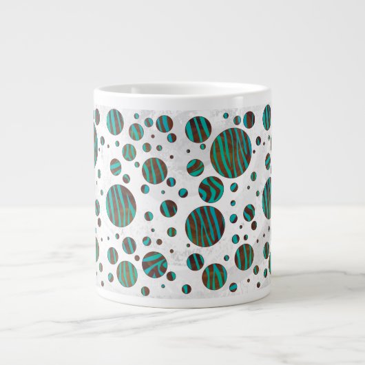 Tasse Géante Polka Dot Zebra Brown et Turquoise (Devant)