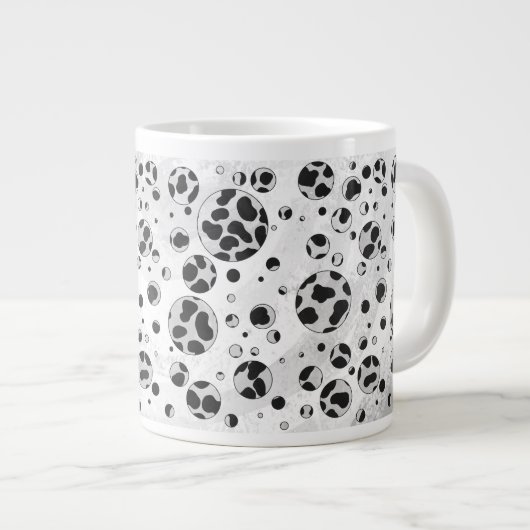 Tasse Géante Polka en Dalmatie noir et blanc (Devant droit)
