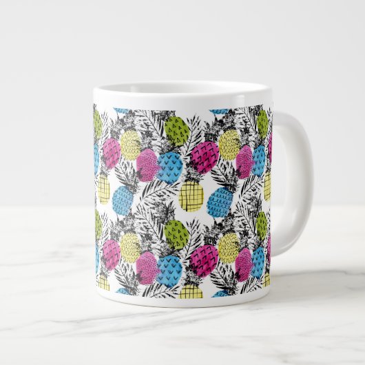Tasse Géante Pop Art Pineappy Et Palm Feuilles (Devant droit)