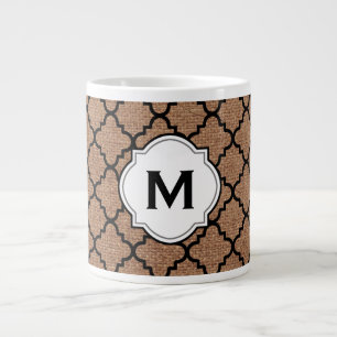Tasse Géante Quatrefoil noir sur la toile de jute rustique -