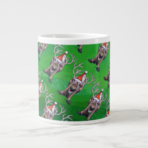 Tasse Géante Reindees Noël Sur Vert