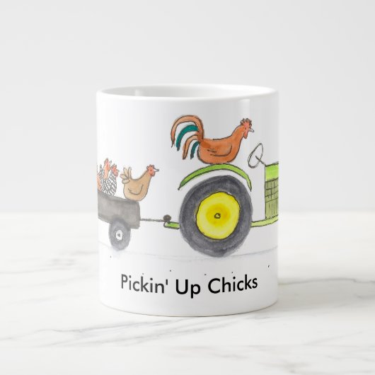 Tasse Géante Remorque complètement des poules (Devant)