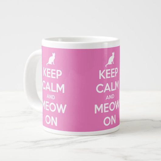 Tasse Géante Restez calmes et miaous en rose (Devant gauche)