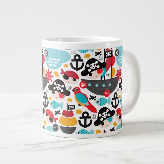 Tasse Géante Rétro navigation d'illustration de pirates (Devant droit)