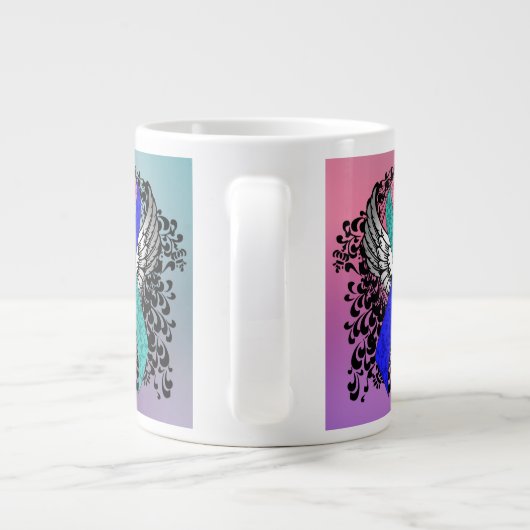 Tasse Géante Ruban turquoise/rose/bleu avec ailes (Dos)