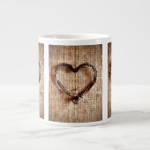 Tasse Géante Rustic Country Twine Heart sur Burlap Imprimer (Devant)