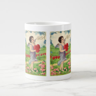 Tasse Géante Saint-Valentin vintage, ange victorien avec cœur