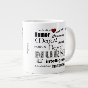 Tasse Géante Santé mentale Infirmière-Attributs+coeur rouge
