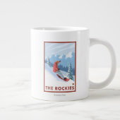 Tasse Géante Scène de Snowboarder - Les Rockies (Droite)