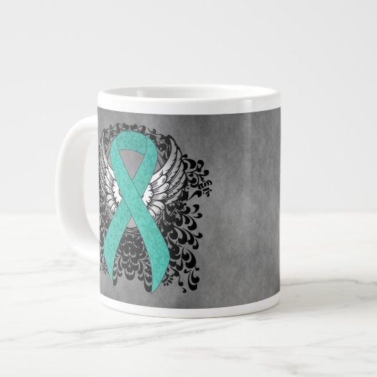 Tasse Géante Sensibilisation turquoise au soutien du carbone (Devant gauche)