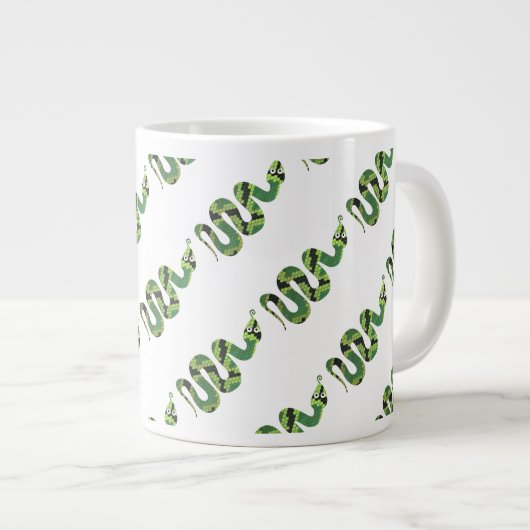 Tasse Géante Silhouette d'impression en noir et vert serpent (Devant droit)
