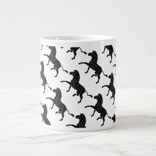 Tasse Géante Silhouette d'impression noir et gris Zebra (Devant)