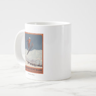 Tasse Géante Ski en saut - affiche de la promesse olympique PLM